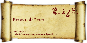Mrena Áron névjegykártya